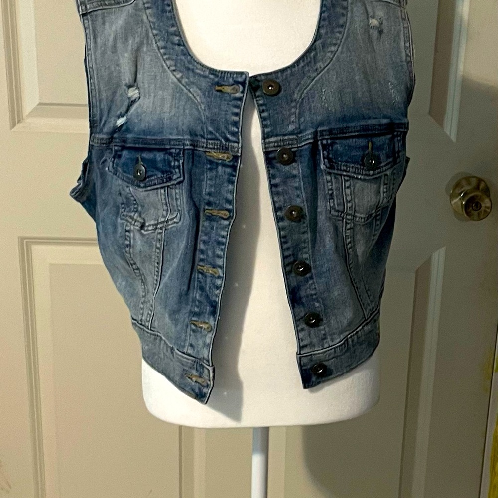 Denim crop vest